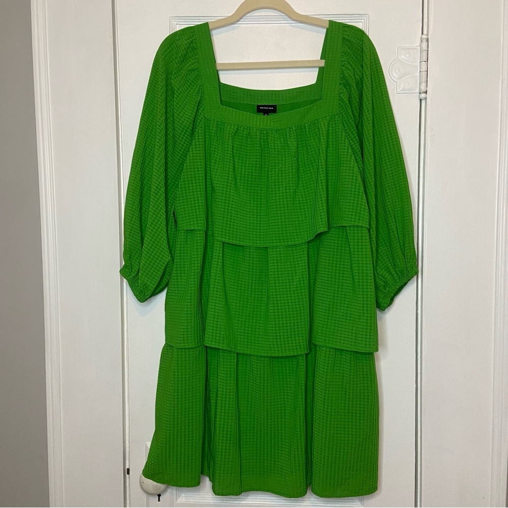 Who What Wear Tiered Balloon Sleeve Square Neck Mini Dress Size Medium - Picture 3 of 12